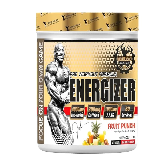 

Dexter Jackson Energizer | Pre-Workout Powder | Fruit Punch Flavor | 60 Servings, 454 Gram