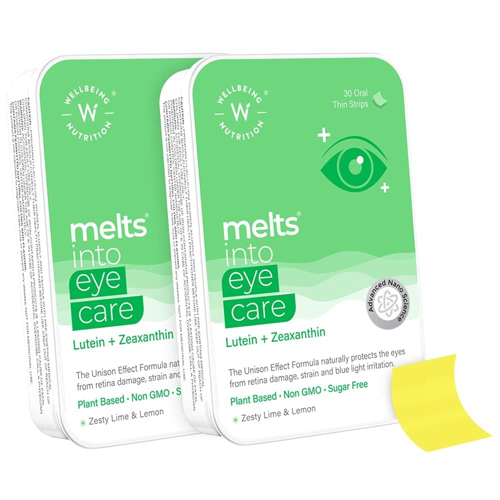 

Wellbeing Nutrition Melts Eye Care Vitamins with Lutemax 2020 (Lutein + Zeaxanthin) Bilberry Beetroot | Prevents Blue Light Damage Glare Sensitivit...