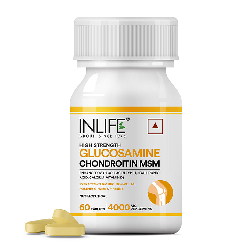INLIFE Glucosamine Tablets for Joints with Chondroitin MSM Collagen Type II, Hyaluronic Acid, Vitamin D3 | Enriched with Boswellia, Rosehip, Curcumin | Knee Bone Cartilage Supplement - 60 Tablets-image-10