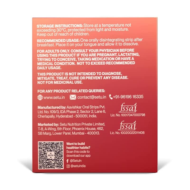 Setu Daily Veg D3+K2 Strips Plant Based Supplement For Bone Health