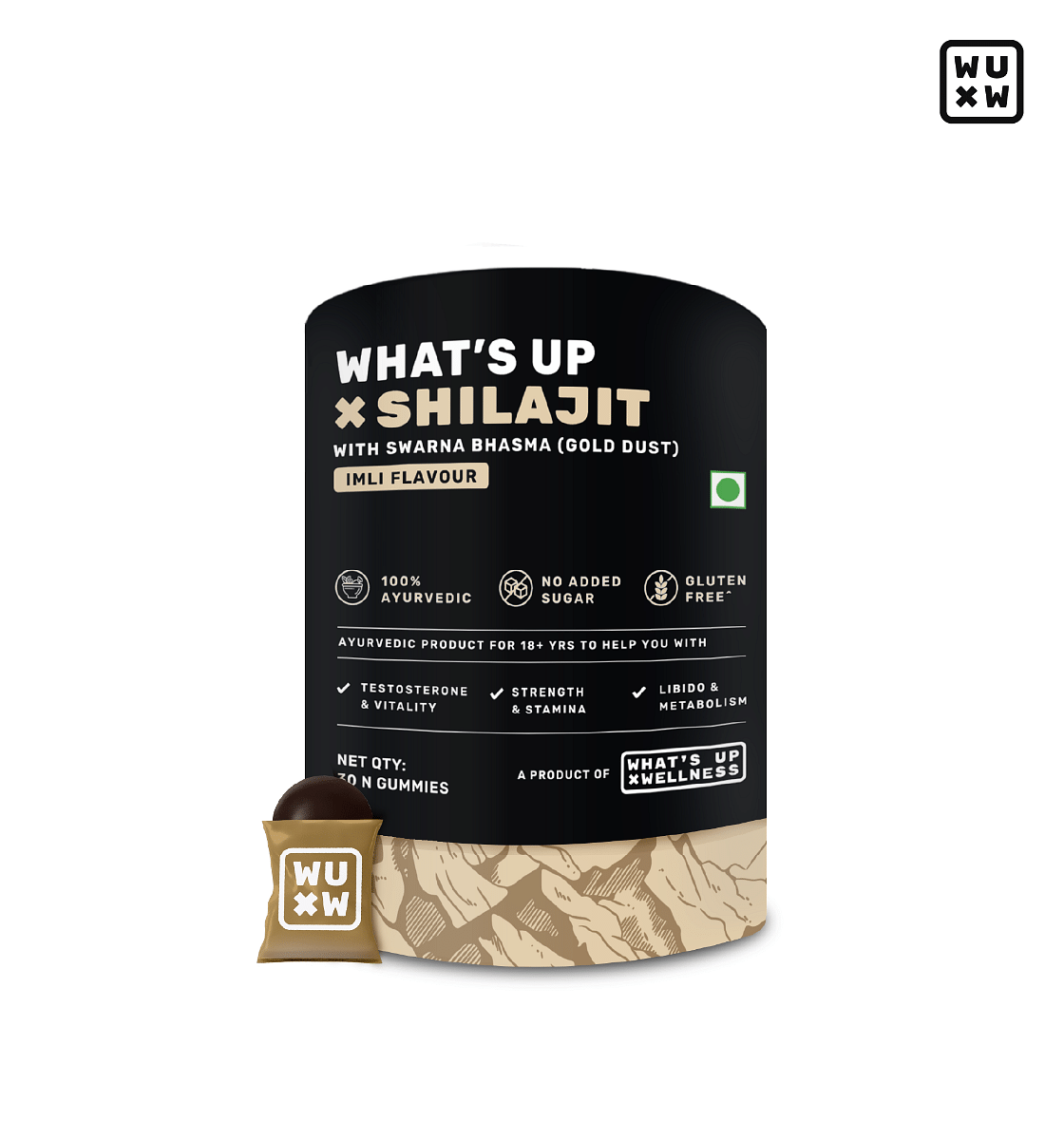 

What’s Up Wellness ShilajIt Resin Gummies | 200 Mg Resin with 24 Carat Gold Dust |Boosts Testosterone Levels, Stamina, Strength | No Added Sugar