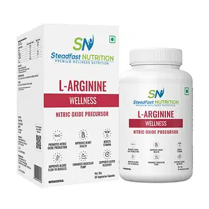 Steadfast Nutrition L- Arginine — 60 Vegetarian Capsules|L-Arginine: 500mg Pre- Workout Supplement|Boosts Nitric Oxide Production,Increases Energy Production,For Men & Women| Lab- Tested|
