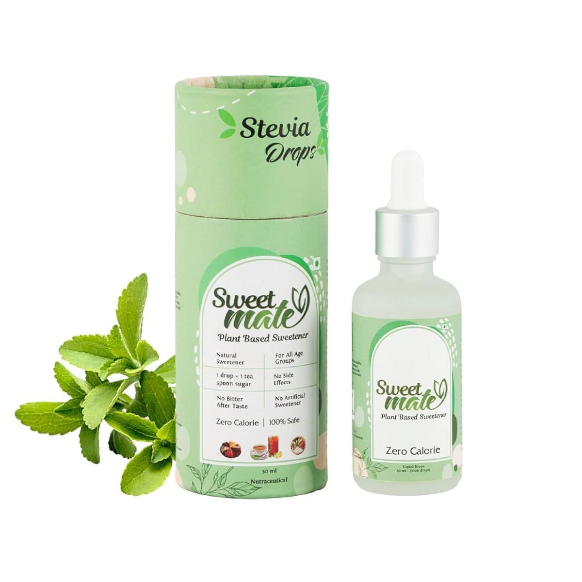 

Sweetmate Stevia Drops (50ml, 1000 Drops) - Stevia Leaf Extract Natural Sugar Free Stevia Drops - Zero Calorie, Non GMO, for Weight Watchers and Ke...