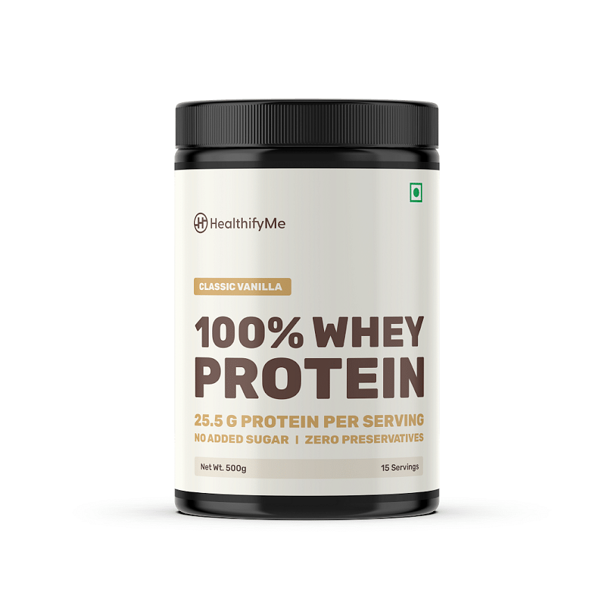 

Healthifyme 100% Whey Protein Blend | 25.5gm protein, 5.6gm BCAA | With Digestive Enzymes | No added Sugar or Artificial Sweeteners | Zero Preserva...