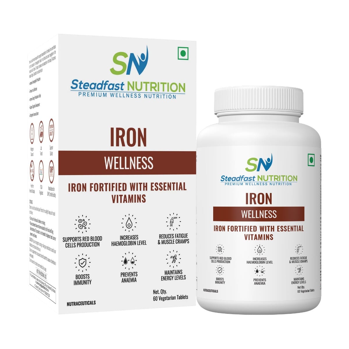 Steadfast Nutrition Iron Folic Acid ,Vitamin C and 8 Essential Vitamins / For Irondeficiency