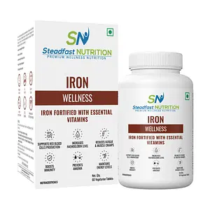 Steadfast Nutrition Iron | Folic Acid ,Vitamin C and 8 Essential Vitamins / For Iron-deficiency, anaemia, reduce fatigue, boost haemoglobin and boost immunity/For Men and Women/Lab- Tested