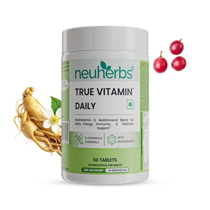 

Neuherbs True vitamin | Multivitamin for men and women with Antioxidant & herbs blend (Vitamin C, Zinc,Vitamin D3, Ginseng Extract etc ) for Energy...