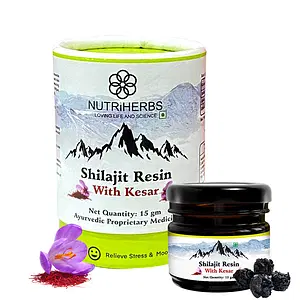 NutriHerbs Pure Shilajit Resin with Kesar 15Grams Combats Fatigue, Promotes Healthy Ageing, Strengthens Immunity, Relieves Stress & Anxiety, Improves Performance for Men & Women