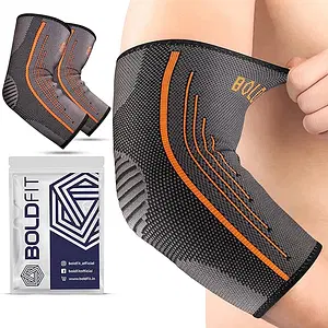 Boldfit Elbow Support For Gym Elbow Band For Pain Relief Tennis Elbow Band For Men & Women Tennis Elbow Support For Badminton Cricket & Sports Elbow Sleeves/Elbow Guard/Elbow Brace/Elbow Cap- M