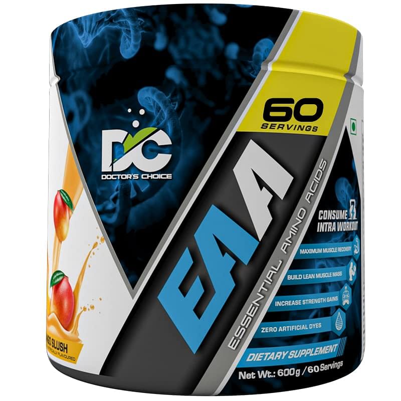 

DC DOCTOR'S CHOICE EAA (Essential Amino Acids) BCAA for Intra-Workout/Post Workout 600grams (Mango Slush, 60 Serving)