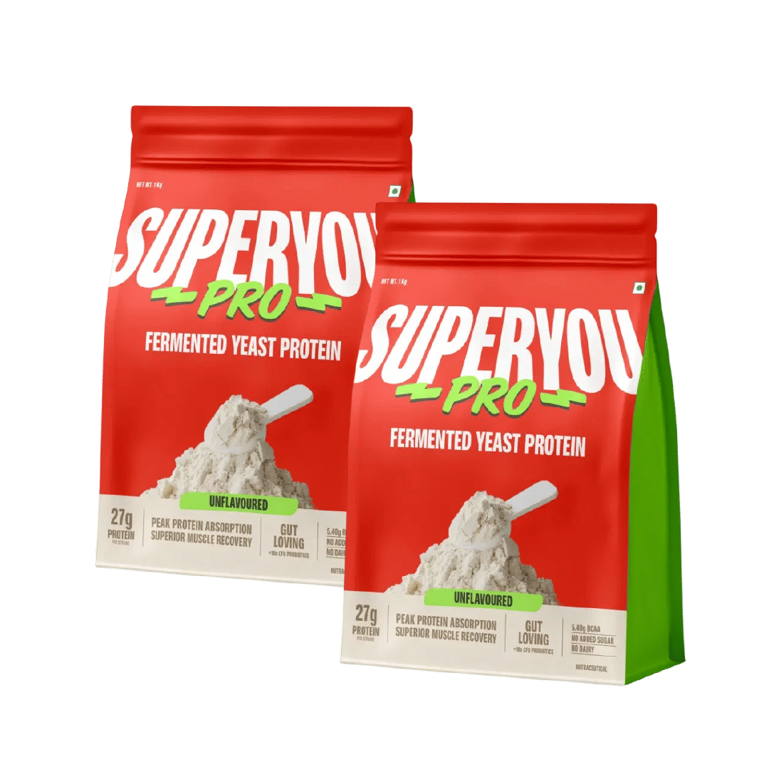 

Superyou Pro Fermented Yeast Protein | 26g Protein| Unflavoured | Peak Absorption | Superior Muscle Recovery | Gut Friendly + 1Bn CFU Probiotics | ...
