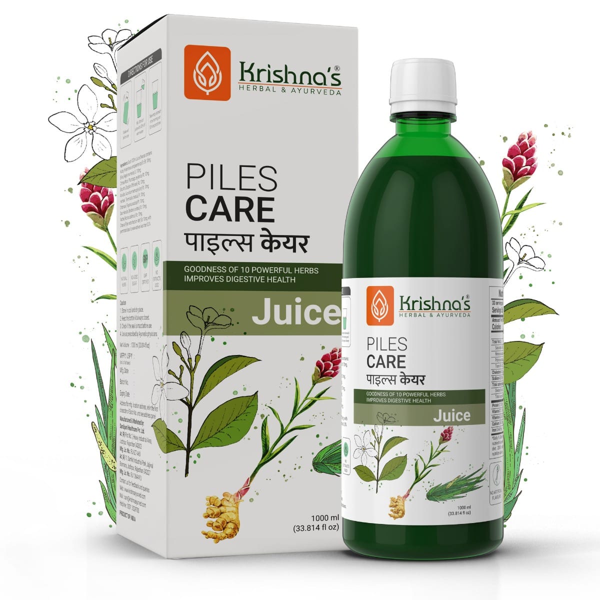 

Krishna's Piles Care Juice - 1000 ml | Ayurvedic piles care expert