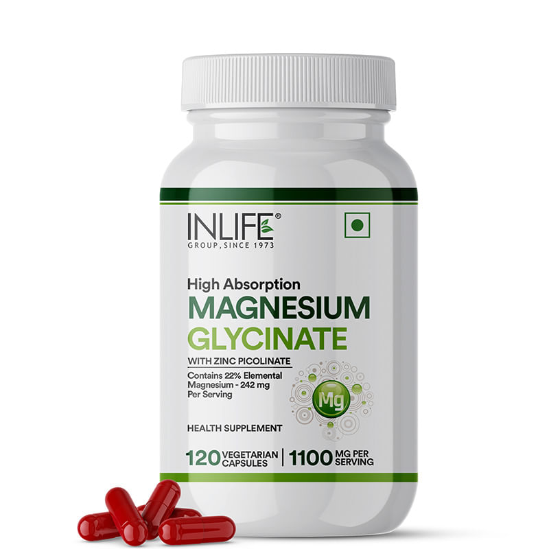 

INLIFE Magnesium Glycinate Supplement 1100mg (Elemental Magnesium 242mg) with Zinc 10mg (as Zinc Picolinate) Per Serving, Relaxation & Healthy Musc...
