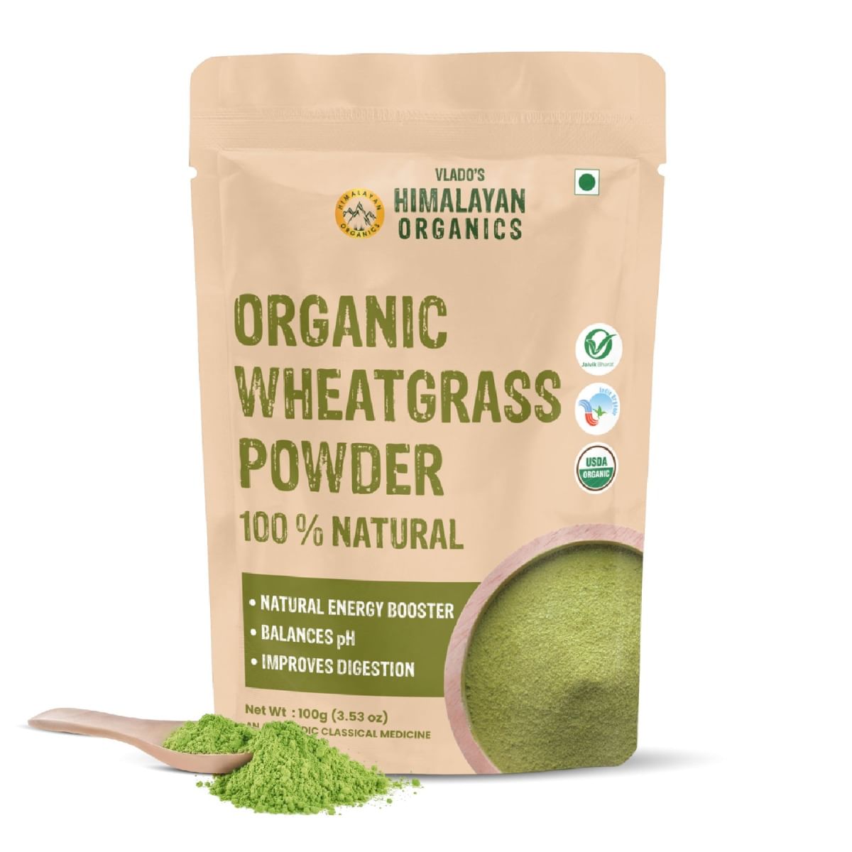 

Vlado's Himalayan Organics 100% Natural Organic Wheatgrass Powder | USDA Certified I Wheat Grass Powder | Organic Wheatgrass Juice | Ayurvedic Supp...