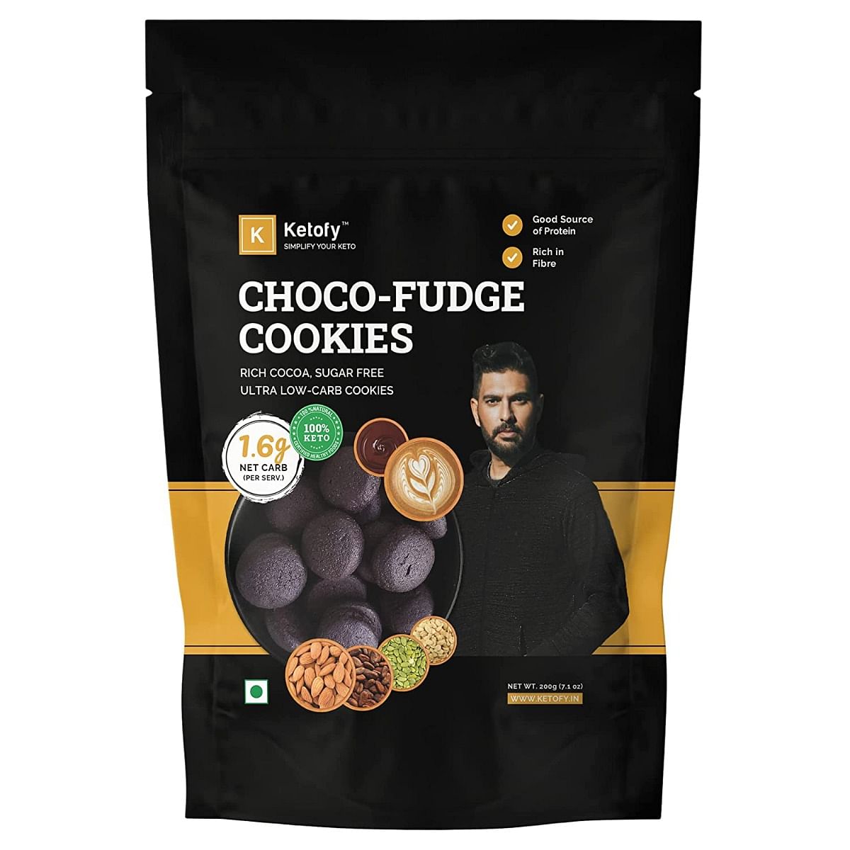 

Ketofy - Choco Fudge Cookies | Ultra Low Carb Chocolate Cookies | Zero Sugar Healthy Snacks | Supports Weight Management | 200g