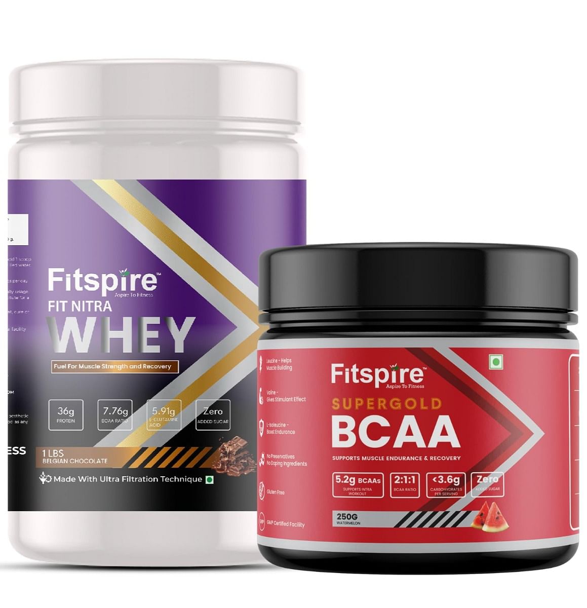 

Fitspire Fit Nitra Whey Protein | (Belgian Chocolate 454g / 1 lbs), 100% Authentic & No Adulteration With Super Gold Vegan BCAA Intra-Workout - Wat...