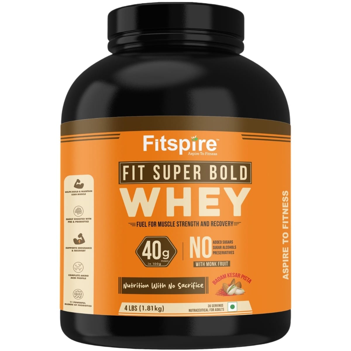 

Fitspire Fit Super Bold Badam Kesar Pista Protein Powder 4 lbs | 40 g Protein Providing Complete Amino Acid Profile