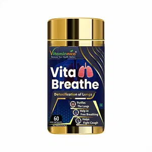 Vitaminnica Vita Breathe | Detoxification of Lungs | Purifies The Lungs, Helps in Free Breathing & Helps Fight Cough | 60 Veg Capsules