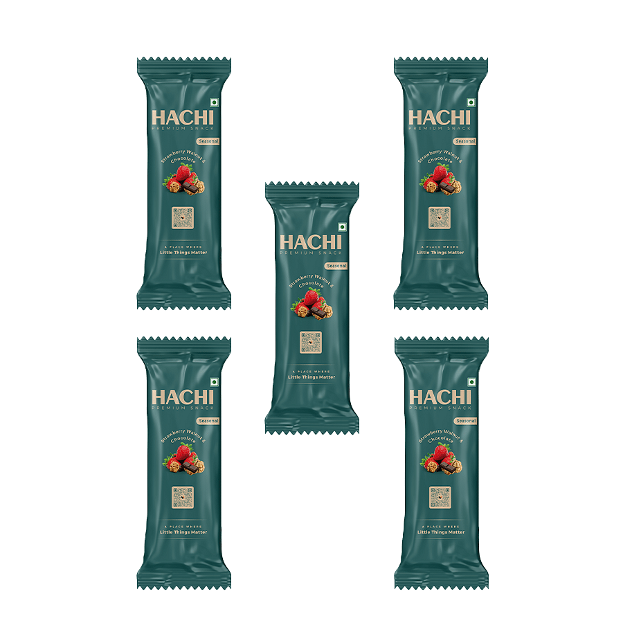 

Hachi With Love Premium Strawberry Walnut & Chocolate Granola Pouch Pack Of 5 (Seasonal) (35g Each)