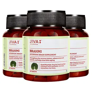 Jiva Ayurveda Brahmi Tablets - Mind Wellness - Strengthens Nervous System - 60 tablets - Pack of 3