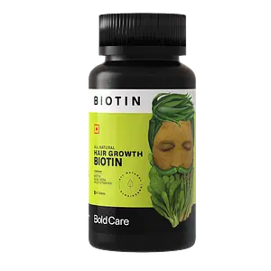 Bold Care Organic Biotin Tablets for Hair Growth 60 Tablets - High Potency - Vitamins, Zinc & Aloe Vera Extract - Supplement for Hair Fall Control, Skin & Nail Care