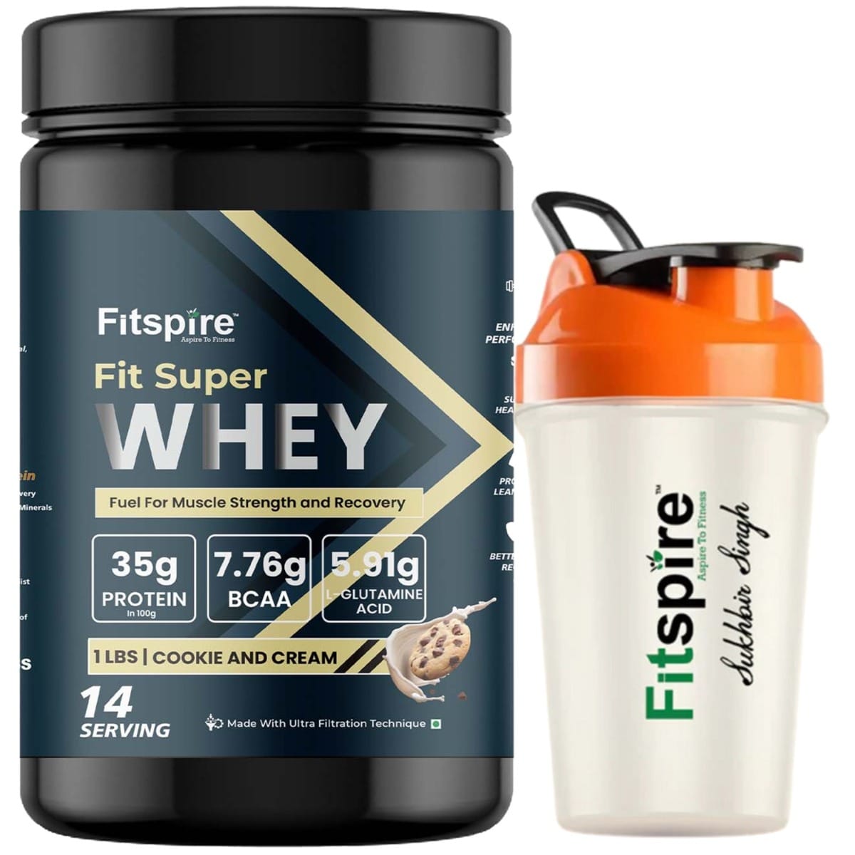 

Fitspire Fit Super Cookies & Cream Whey Protein 1 lb with 400ml Shaker