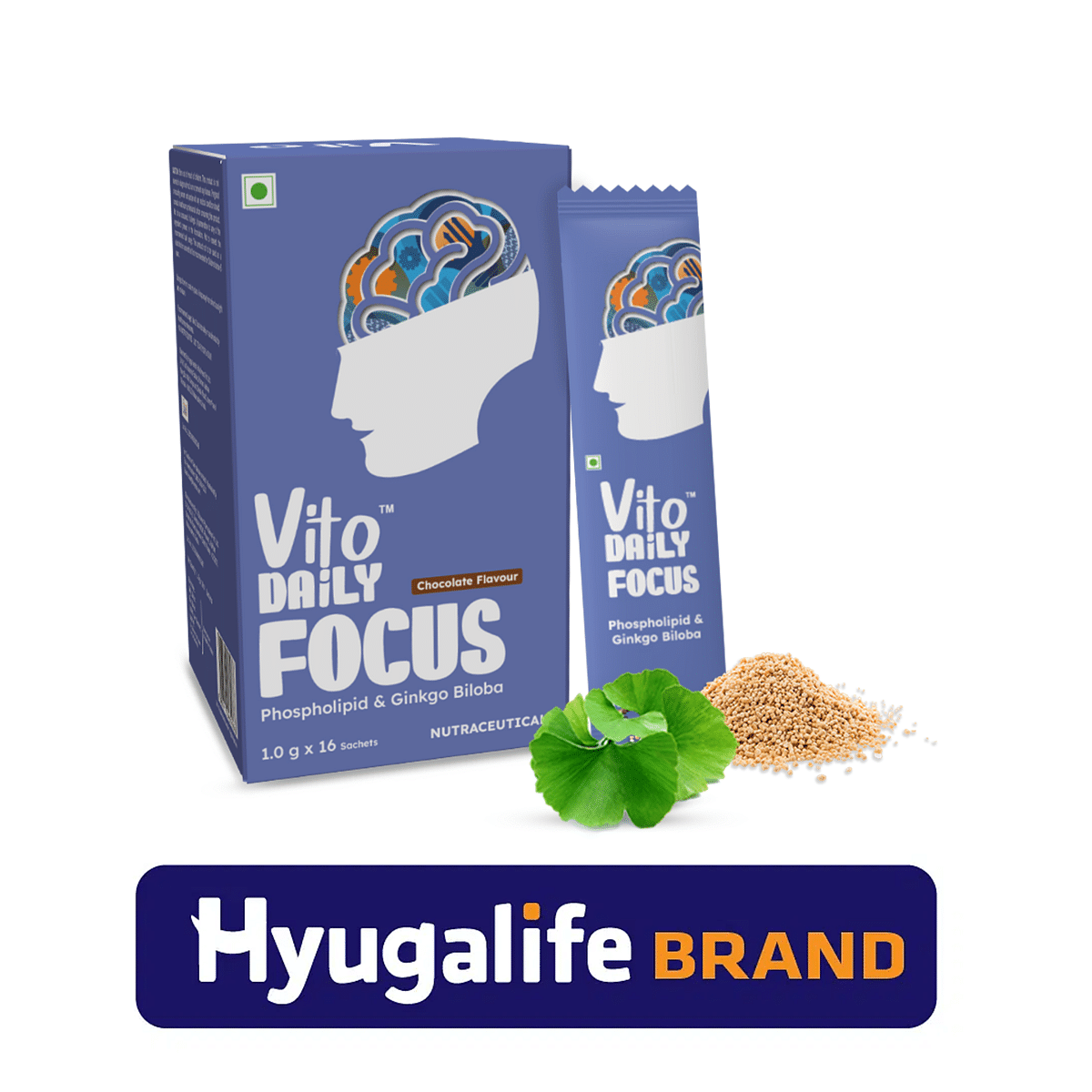 

Vito Daily Focus direct to mouth powder blend of Phosphatidylserine and Ginkgo Biloba, promotes overall brain health, 16 sachets