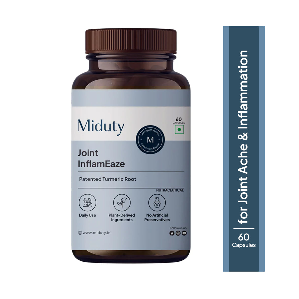 

Miduty Joint InflamEaze – Curcumin, Boswellin & Ginger – Inflammation & Mobility Support – 60 Caps