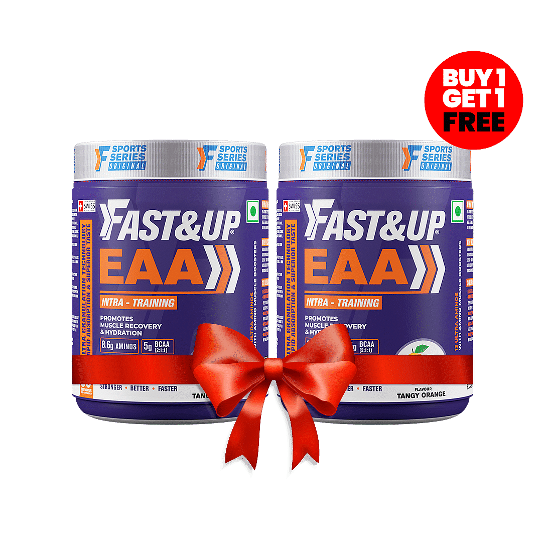 

Fast & Up EAA Intra-Workout Drink For Mucscle Recovery With BCAA, Vitamins & Electrolytes EAA (Essential Amino Acids) (420.9 g, Tangy Orange) Pack ...