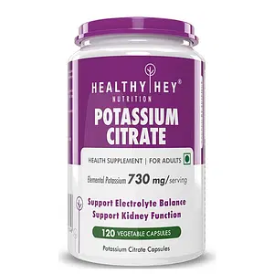 HealthyHey Nutrition Potassium Citrate 730mg - 120 Vegetable Capsules