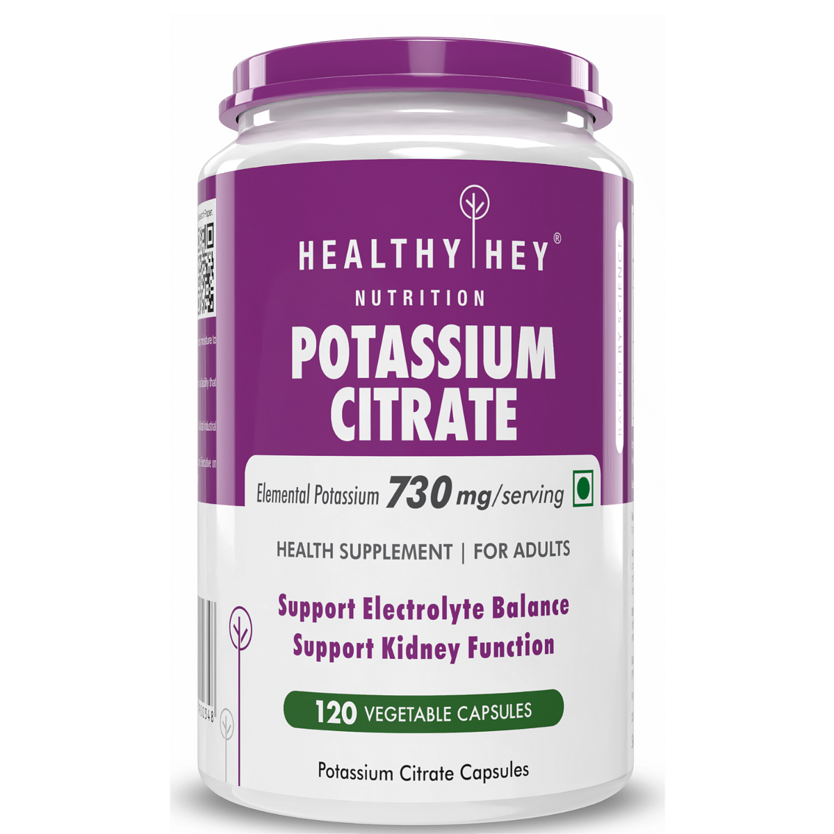 

HealthyHey Nutrition Potassium Citrate 730mg - 120 Vegetable Capsules