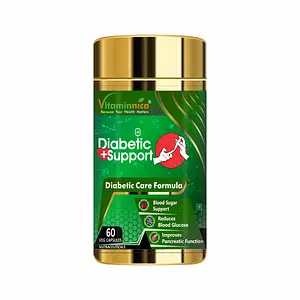 Vitaminnica Diabetic Support | Diabetic Care Formula | Blood Sugar Support, Reduces Blood Glucose & Improves Pancreatic Function | 60 Veg Capsules