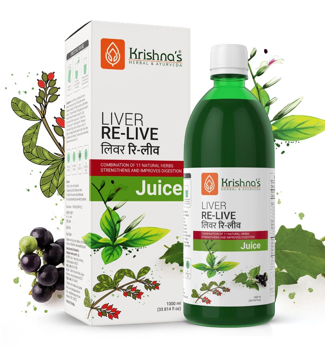 

Krishna's Liver Re-Live Juice 1000 ml | Healthy Liver | Natural rejuvenator | Strengthens the digestive system