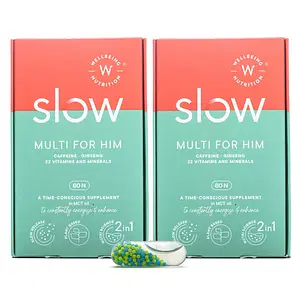 Wellbeing Nutrition Slow | Multivitamin for Men 50+ | 100% RDA of 16 Critical Vitamins & Minerals | Ginkgo Biloba & Lutein in Safflower Oil | Heart Health, Joints & Metabolism 60 Capsules - Pack of 2