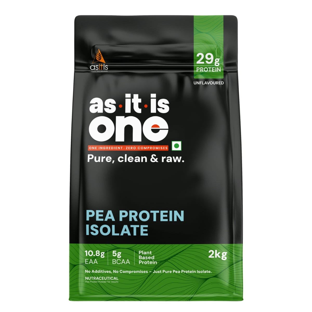 

AS-IT-IS ONE Pea Protein Isolate - Plant Based - Unflavoured, 29g Protein, Supports Muscle Recovery & Growth, Protein for Adults of All ages, 2kg