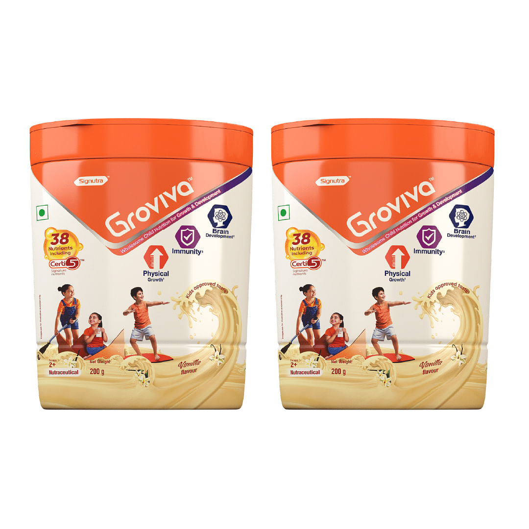 

Groviva Wholesome Child Nutrition for Growth & Development - Jar (Vanilla Flavored, 200g ) | Pack of 2