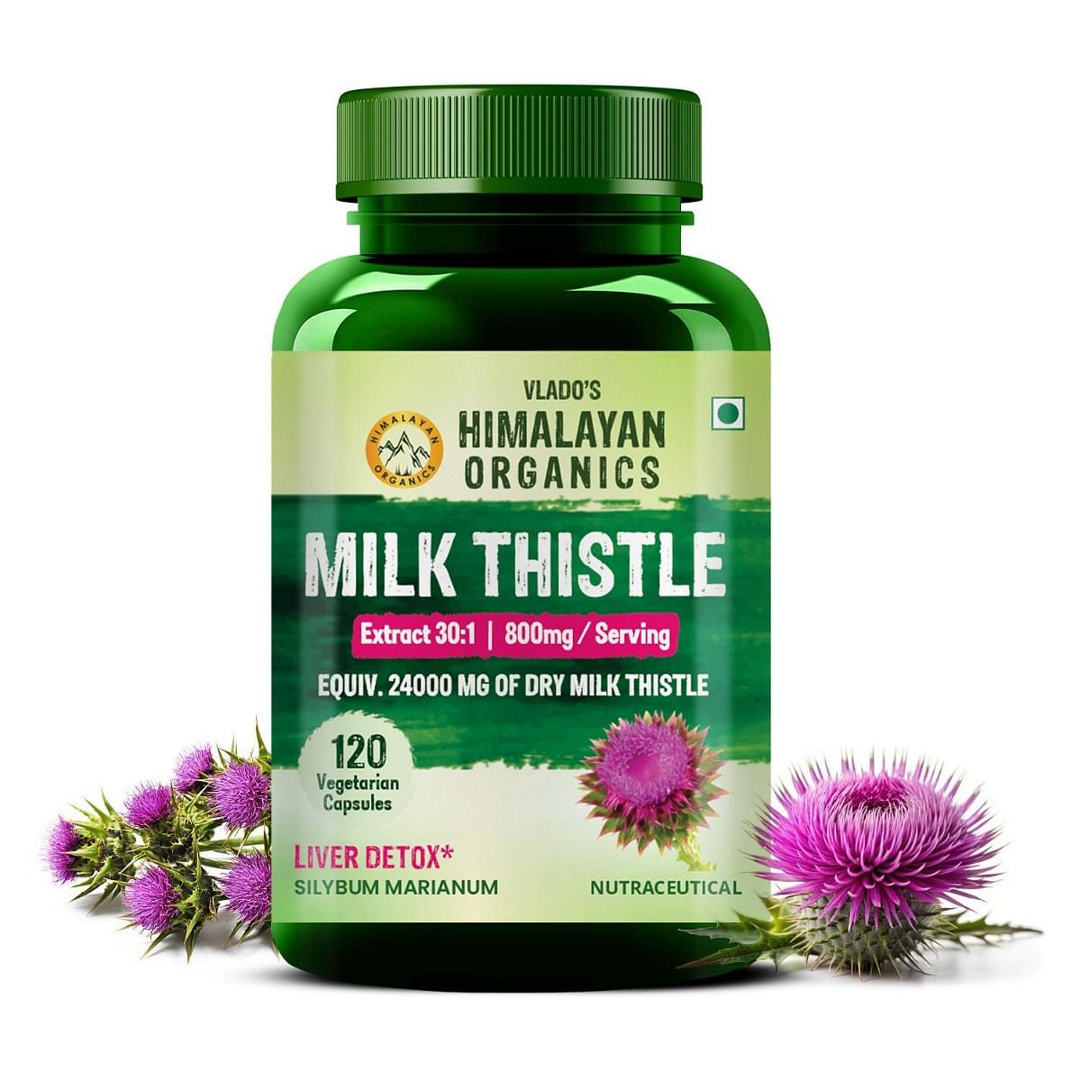 

Vlado's Himalayan Organics Milk Thistle Extract Silymarin 800mg/Serve-120 Veg Capsules