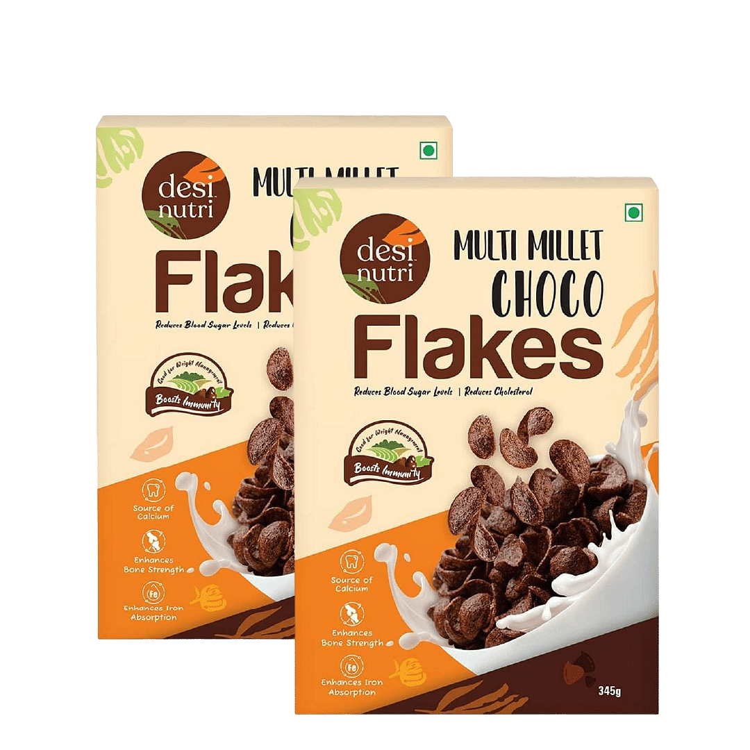 

Desi Nutri Multi Millet Health Choco Flakes | Ready to Eat Choco Flakes | Millet Choco Flakes | Choco Flakes - 345 gms | Rich in Iron & Calcium | P...