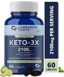 Carbamide Forte Keto Fat Burner Tablets with Garcinia Cambogia for Women and Men 2100mg with Green Coffee Bean Extract & Green Tea Extract - 60 Veg Tablets