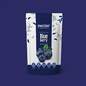 Nectar Superfoods Freeze Dried Blueberry| No Preservatives, No Added Sugar, Healthy Dried Fruit | 100% Natural, Vegan, Gluten Free Snack for Kids and Adults | 20 gram Pouch | Pack of 4