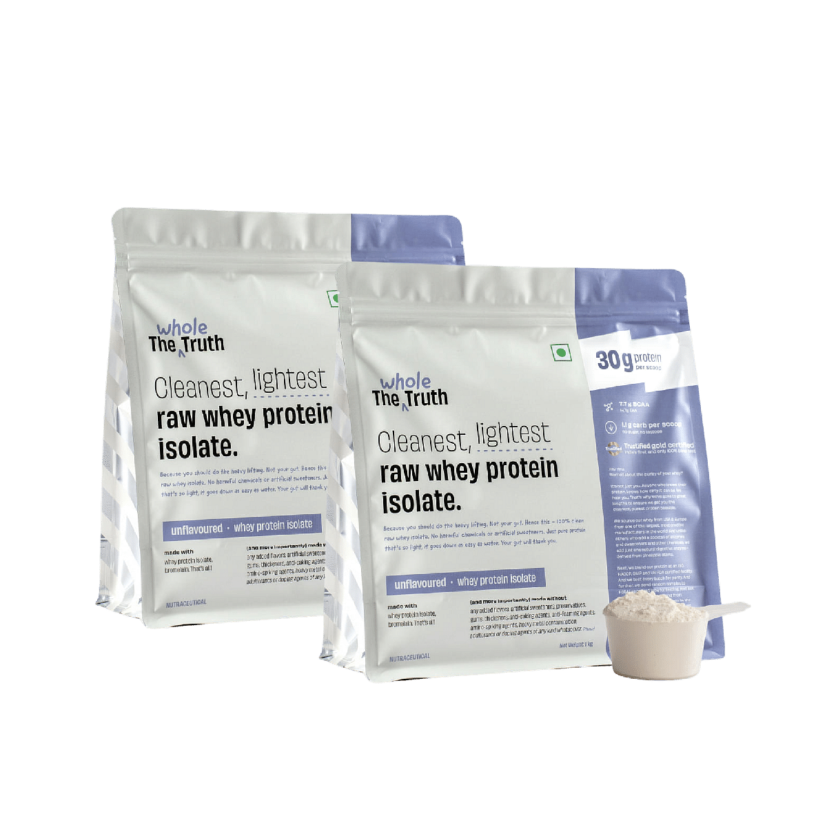 

The Whole Truth Whey Protein Isolate 1Kg | 28 Serving | Unflavoured | 30g Protein | Strength | Faster Recovery & Muscle Building Pack of 2