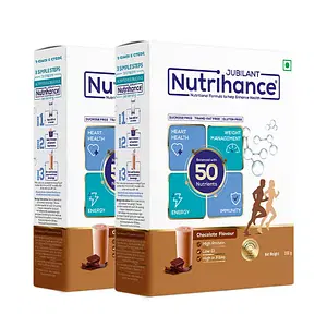 Jubilant Nutrihance Complete Nutritional Drink Chocolate Flavour, 50 Vital Nutrients | Promotes Heart Health, Immunity Building, Weight Management, Energy Booster 200 g |Pack of 2