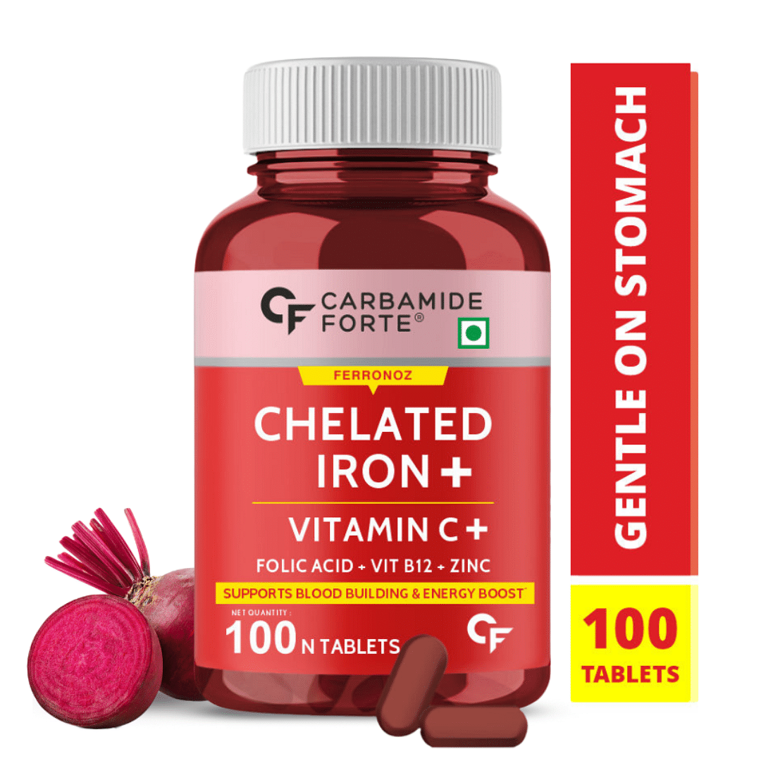 Carbamide Forte Chelated Iron + Vitamin C, B12, Folic Acid & Zinc - 100 ...