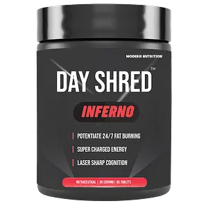 Modern Nutrition Day Shred Inferno | Advanced Day Time Fat Burner for Men Women | Appetite Suppressant | Powerful Thermogenic | Weight Loss Supplement | Belly Fat Burner | Hydroxycut | Pre Post Workout | 60 Tab