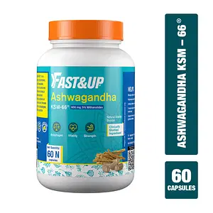 Fast & Up Organic Ashwagandha 600mg 5% Withanolides | 60 Serving |  Natural Vitality Booster | Adaptogen | Vitality | Strength