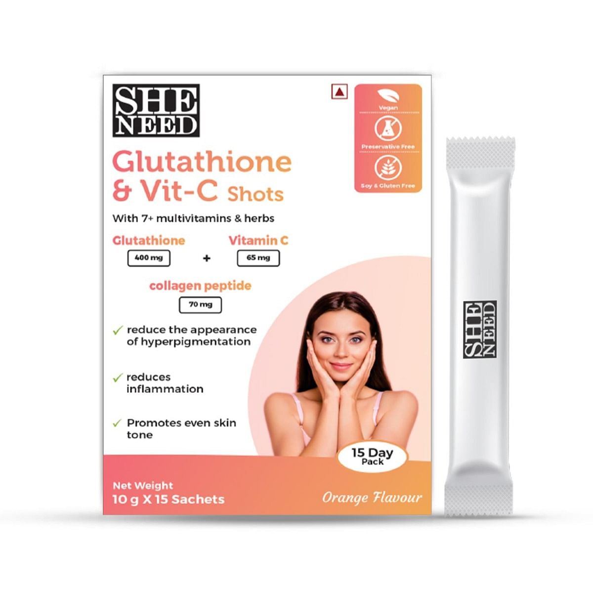 

Sheneed Glutathione & vitamin C shots 15N X 10gm each | 500mcg Gluatathione each|1000mcg Vit-C each |Skin Brightening| Vitamin C & E|Radiant Skin| ...