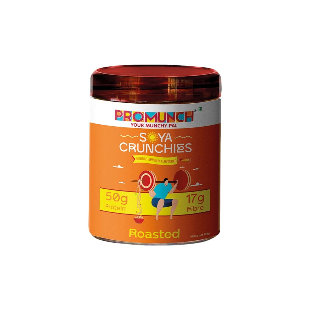

PROMUNCH Soya Crunchies | Vegan | High-Protein | Healthy | Gluten-Free | Pack of 1, Flavour: Noodle Masala - 150G