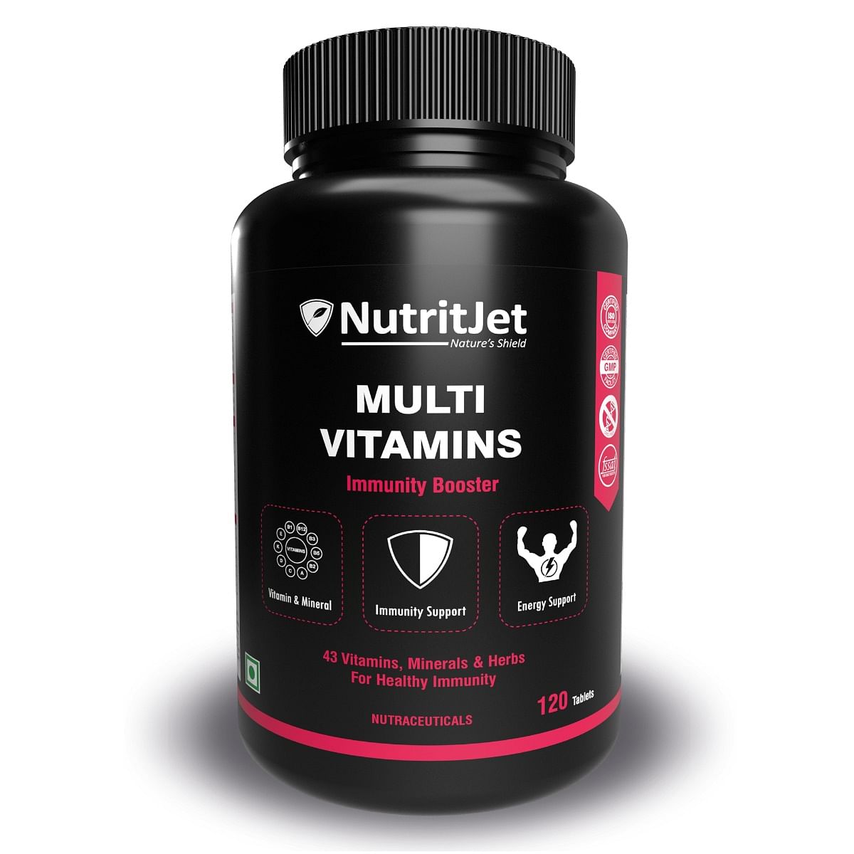 

NutritJet Multivitamins For Men & Women With 43 Essential Vitamins, Minerals and Herbs Probiotics for Immunity – 120 Tablets