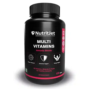 NutritJet Multivitamins For Men & Women With 43 Essential Vitamins, Minerals and Herbs Probiotics for Immunity – 120 Tablets