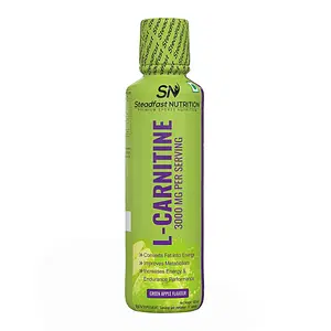 Steadfast Nutrition L-Carnitine 3000mg Liquid Supplement with Vitamin B5, Boosts Performance & Endurance, Aids Muscle Recovery, Supports Weight Loss & Metabolism,450ml(Green Apple Flavour)
